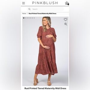 Pinkblush Rust Printed Tiered Maternity Dress